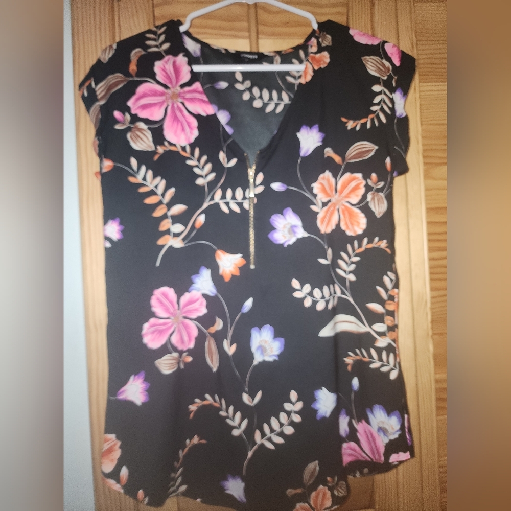 Floral Black Top